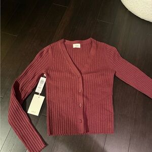 Aritzia Wilfred burgundy cardigan